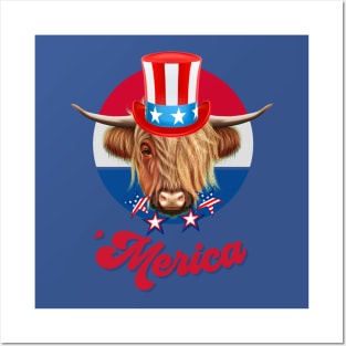 Highland Cow 'Merica Posters and Art